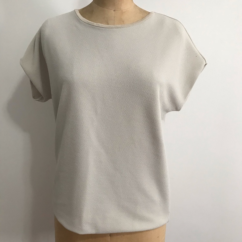 ANN TAYLOR loft light taupe blouse size M cream